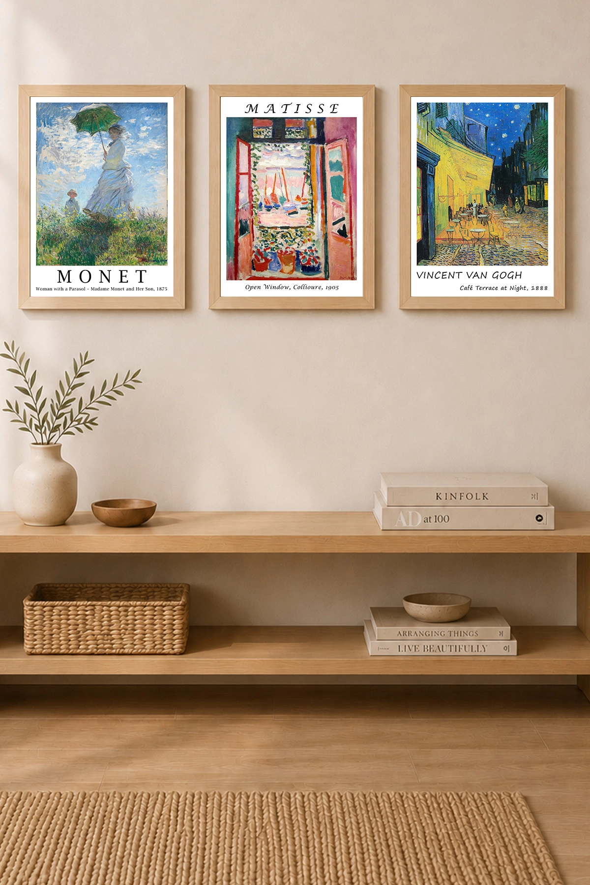Monet, Matisse ve Van Gogh 3’lü Çerçeveli Poster Seti