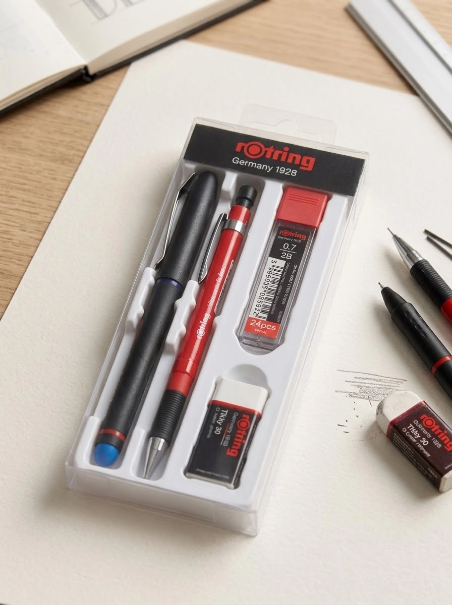 Rotring Ofis Seti 0.7 mm Roller ve Versatil Kalem, Silgi ve Uç Hediyeli