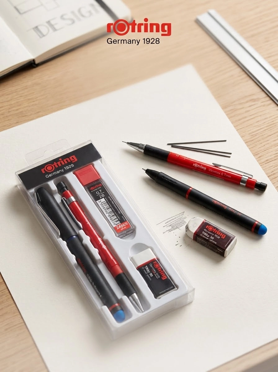 Rotring Ofis Seti 0.7 mm Roller ve Versatil Kalem, Silgi ve Uç Hediyeli