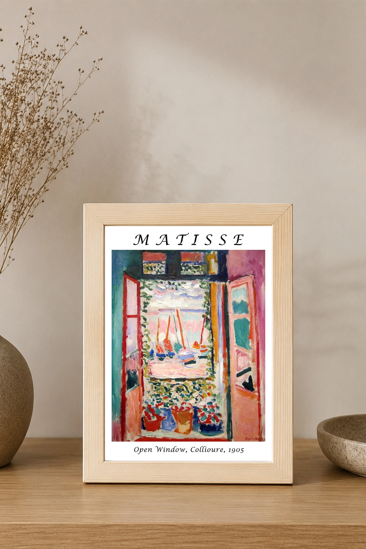 Matisse Open Window Posterli Doğal Ahşap Çerçeve Tablo