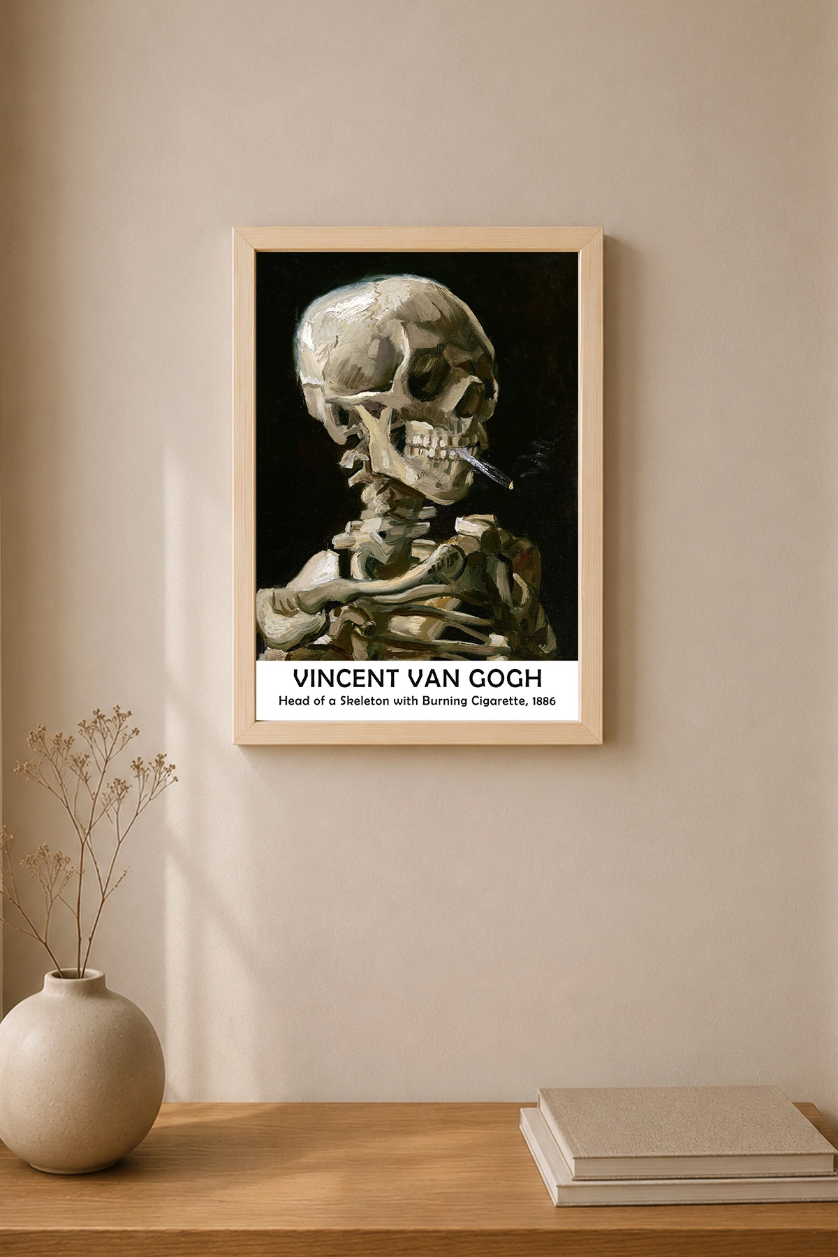 Van Gogh İskelet Posterli Doğal Ahşap Çerçeve Tablo