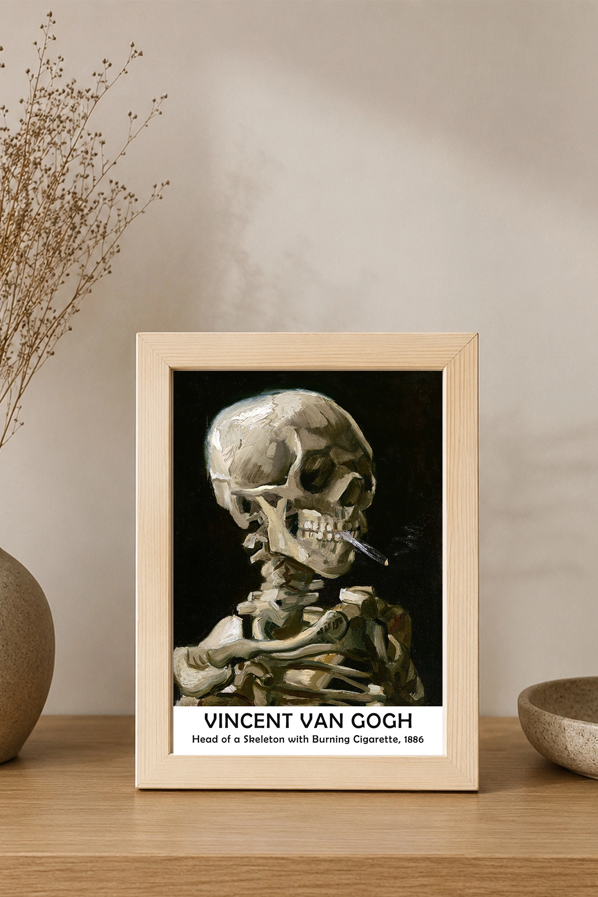 Van Gogh İskelet Posterli Doğal Ahşap Çerçeve Tablo