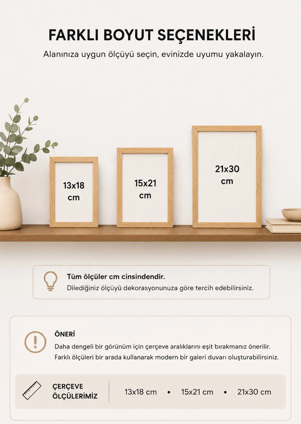 3’lü Set 3 Farklı Ölçü Ahşap Resim Çerçevesi