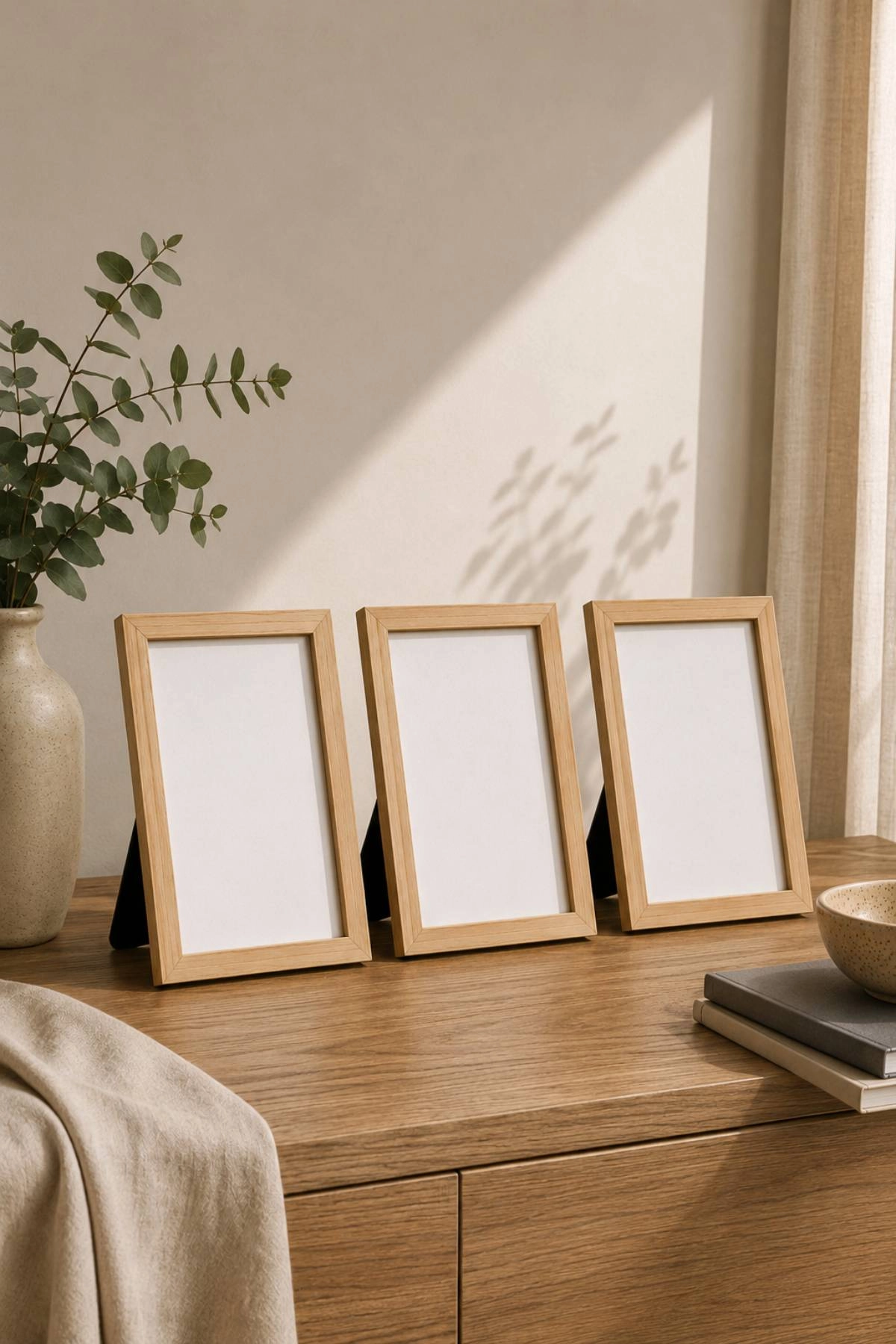 3’lü Set 15x21 cm Doğal Ahşap Fotoğraf Çerçevesi