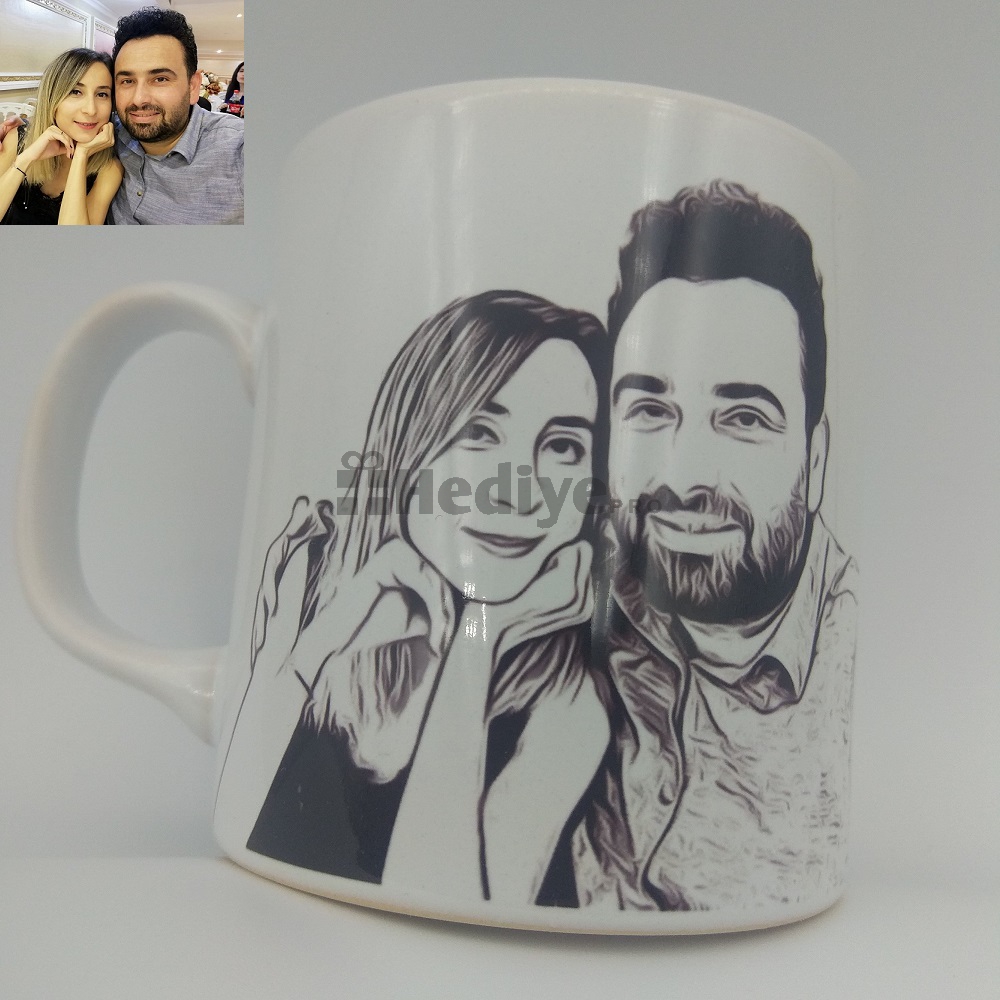 Karakalem Temalı Resimli Kupa Bardak