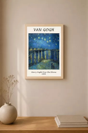 Van Gogh Yıldızlı Gece Temalı Ahşap Tablo