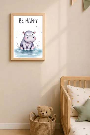 Hipopotam Temalı Çocuk Odası Çerçeveli Poster