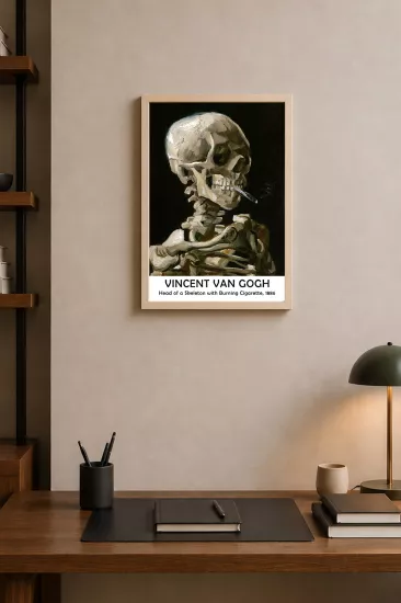 Van Gogh İskelet Temalı Ahşap Çerçeveli Tablo