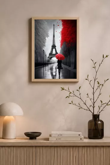 Eyfel Kulesi Temalı Ahşap Çerçeveli Poster 