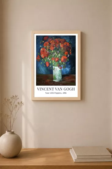 Van Gogh Çiçek Temalı Ahşap Çerçeveli Tablo