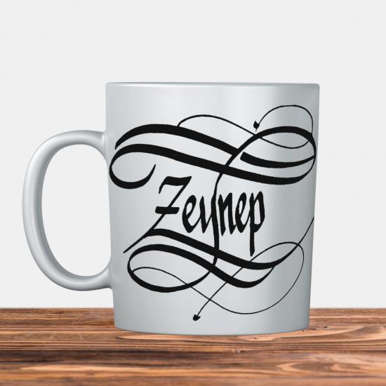 Hat Yazısı ile Zeynep Yazılı Kupa Bardak