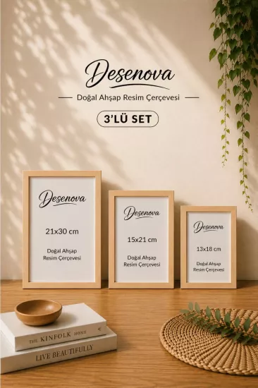 3’lü Set 3 Farklı Ölçü Ahşap Resim Çerçevesi
