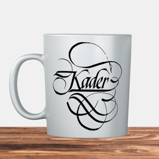 Kaligrafi Hat Sanatı ile Kader İsimli Kupa Bardak 